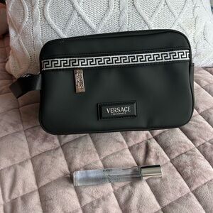 Versace Black and Silver Toiletry Bag